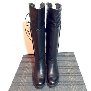 Knee-High Black Leather Boots